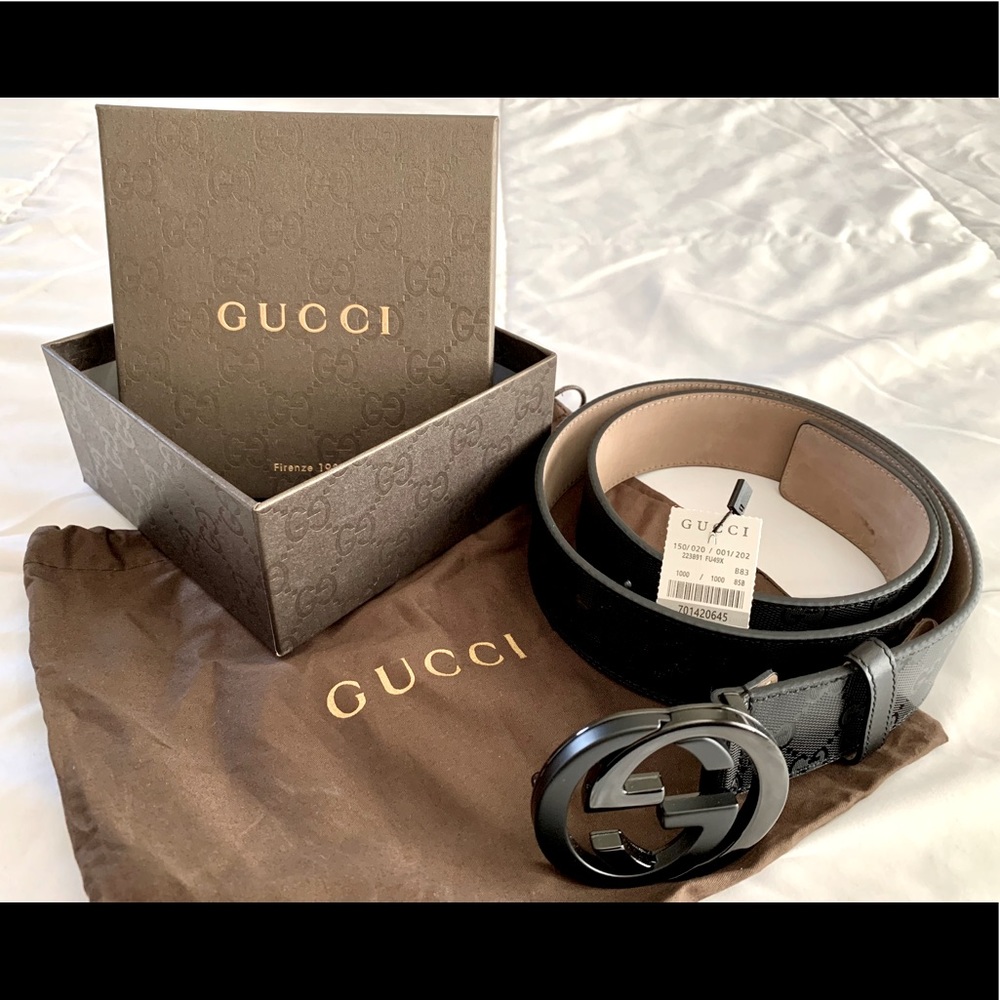 100% Authentic Gucci Black Imprime Belt
